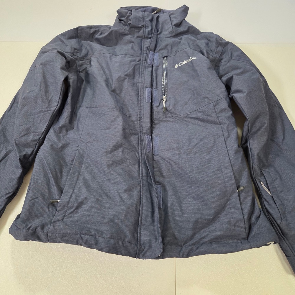 Columbia Omni-Tech Women Medium Navy Blue Ski Jacket Waterproof XK1306 Omni-Heat